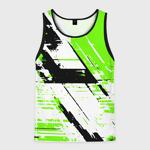 Мужская майка без рукавов Diagonal black and green stripes on a white backgr / 3D-Черный – фото 1
