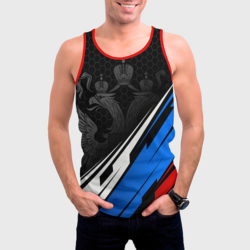 Мужская майка без рукавов Россия - абстракция / 3D-Красный – фото 3