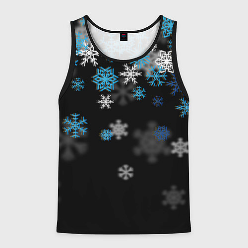 Мужская майка без рукавов Снежинки объемные / 3D-Черный – фото 1