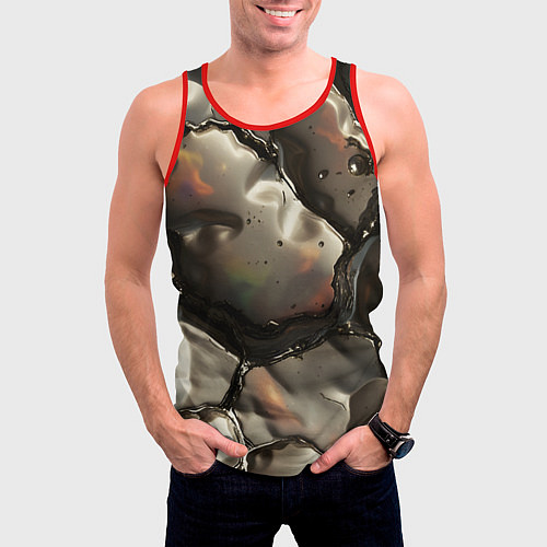 Мужская майка без рукавов Жидкая субстанция светло-коричневая / 3D-Красный – фото 3