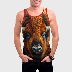 Майка-безрукавка мужская Голова бизона, цвет: 3D-красный — фото 2