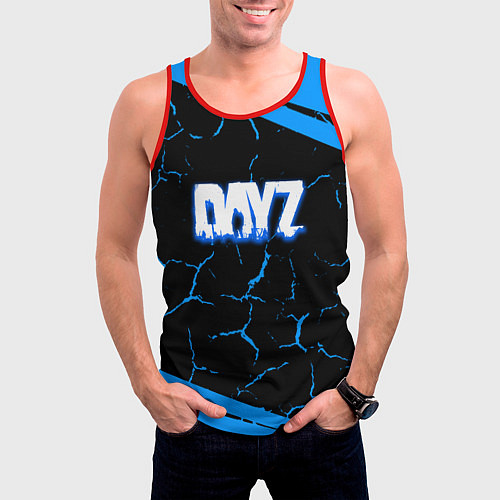 Мужская майка без рукавов Dayz полосы трещины лого / 3D-Красный – фото 3