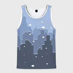 Майка-безрукавка мужская Снег в городе, цвет: 3D-белый