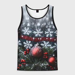 Мужская майка без рукавов Новогодние снежинки