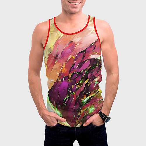 Мужская майка без рукавов Красно-жёлтая абстракция / 3D-Красный – фото 3