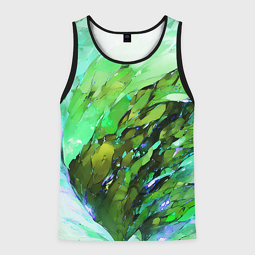 Мужская майка без рукавов Зелёная абстракция / 3D-Черный – фото 1