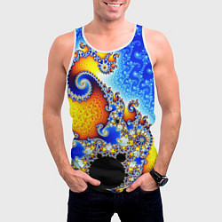 Майка-безрукавка мужская Фрактальный узор текстура синий, цвет: 3D-белый — фото 2