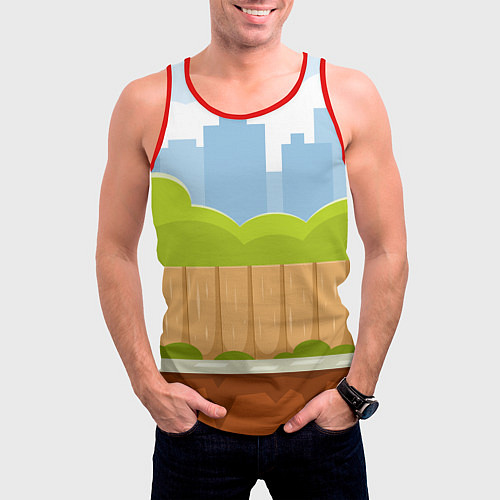 Мужская майка без рукавов Летний город / 3D-Красный – фото 3