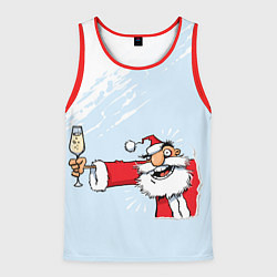Майка-безрукавка мужская Дед мороз с шампанским, цвет: 3D-красный