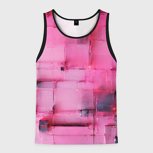 Мужская майка без рукавов Чёрные пятна на розовом фоне абстракция / 3D-Черный – фото 1