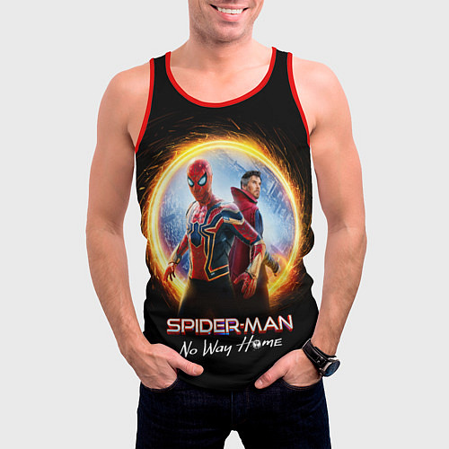 Мужская майка без рукавов Доктор Стрэндж и Человек паук нет пути домой / 3D-Красный – фото 3