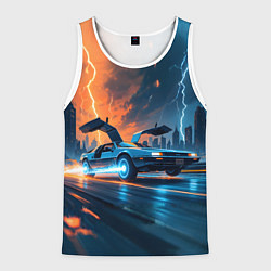 Мужская майка без рукавов Автомобиль и ночные молнии