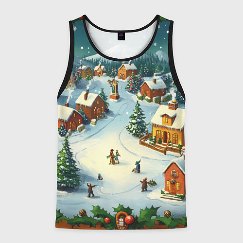 Мужская майка без рукавов Каникулы нового года / 3D-Черный – фото 1