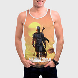 Майка-безрукавка мужская Идущий мандалорец, цвет: 3D-белый — фото 2