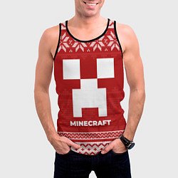 Майка-безрукавка мужская Новогодний Minecraft, цвет: 3D-черный — фото 2