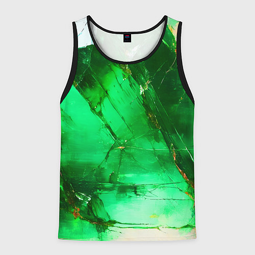Мужская майка без рукавов Зелёное треснувшее стекло / 3D-Черный – фото 1