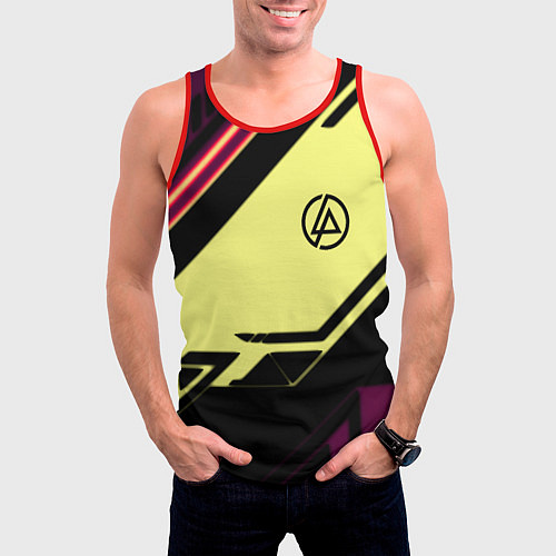 Мужская майка без рукавов Linkin park geometry steel / 3D-Красный – фото 3