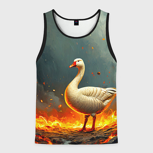 Мужская майка без рукавов Гусь в огне / 3D-Черный – фото 1