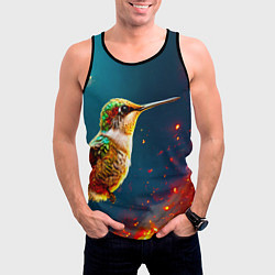 Майка-безрукавка мужская Колибри в огне, цвет: 3D-черный — фото 2