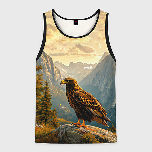 Мужская майка без рукавов Орел в горах / 3D-Черный – фото 1