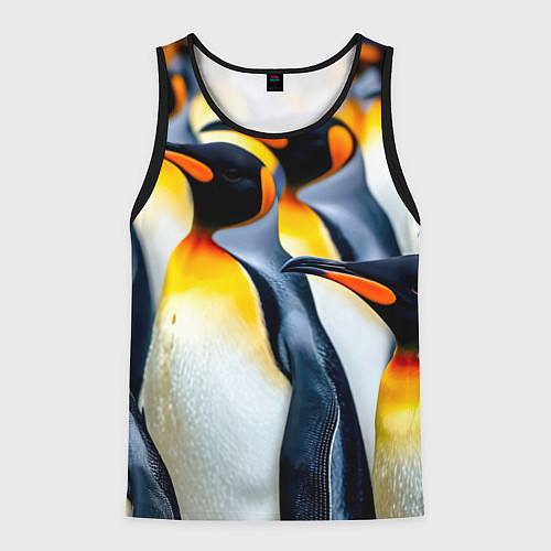 Мужская майка без рукавов Стая пингвинов / 3D-Черный – фото 1