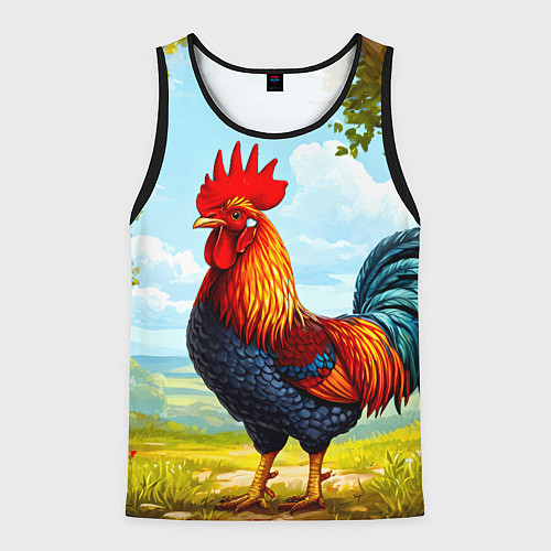 Мужская майка без рукавов Петушок / 3D-Черный – фото 1