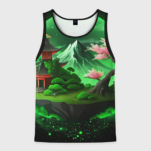 Мужская майка без рукавов Green nature Japan / 3D-Черный – фото 1