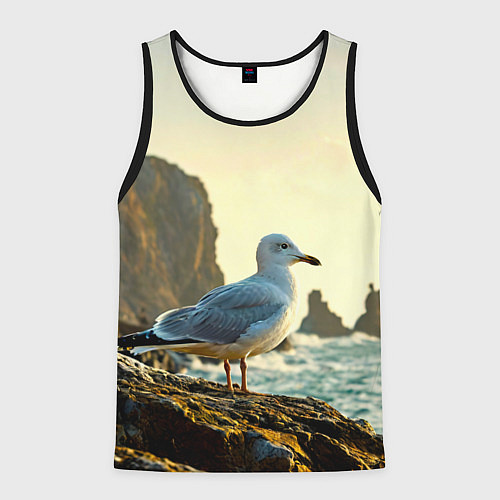Мужская майка без рукавов Морская чайка / 3D-Черный – фото 1