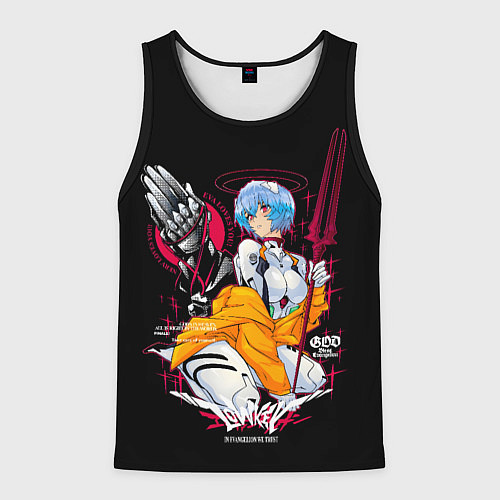 Мужская майка без рукавов Рей Аянами и копье - Евангелион / 3D-Черный – фото 1