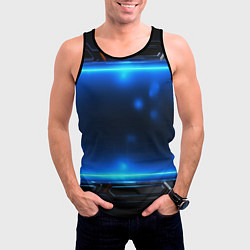 Майка-безрукавка мужская Синяя неоновая атмосфера, цвет: 3D-черный — фото 2