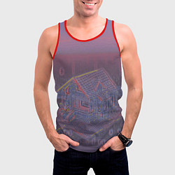 Майка-безрукавка мужская Домик в лесу, цвет: 3D-красный — фото 2