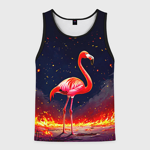 Мужская майка без рукавов Фламинго в огне / 3D-Черный – фото 1