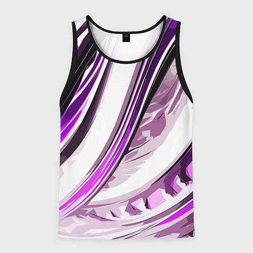 Мужская майка без рукавов Волнистая бело-фиолетовая абстракция / 3D-Черный – фото 1