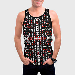 Майка-безрукавка мужская Чёрно-красные диагональные полосы на белом фоне, цвет: 3D-черный — фото 2