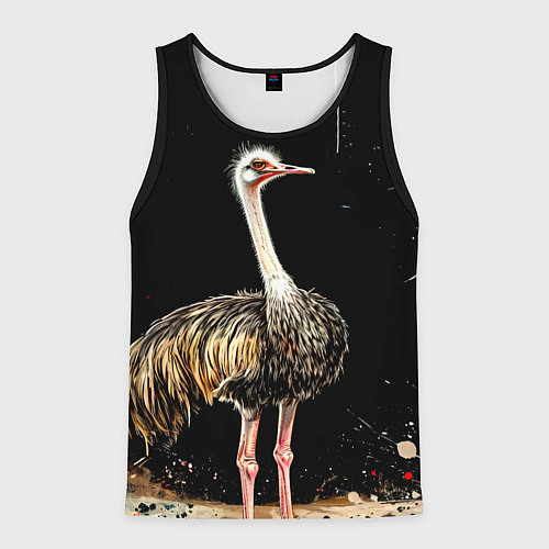Мужская майка без рукавов Страус / 3D-Черный – фото 1