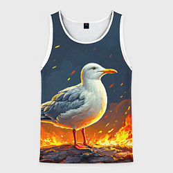 Майка-безрукавка мужская Чайка в огне, цвет: 3D-белый