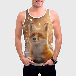 Майка-безрукавка мужская Рыжая лисичка в снежном лесу, цвет: 3D-белый — фото 2