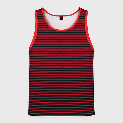 Мужская майка без рукавов Красный текстурированный в чёрную полоску / 3D-Красный – фото 1
