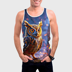 Майка-безрукавка мужская Золотистая сова, цвет: 3D-белый — фото 2