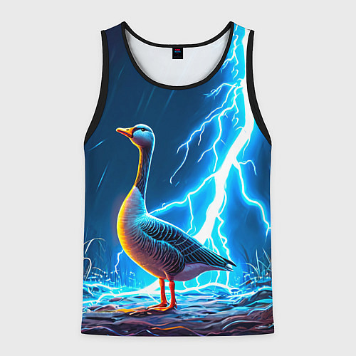 Мужская майка без рукавов Гусь и разряд молнии / 3D-Черный – фото 1