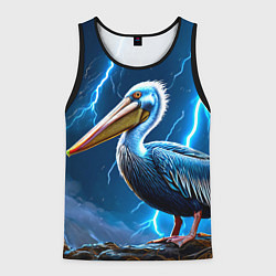 Майка-безрукавка мужская Пеликан и молния, цвет: 3D-черный
