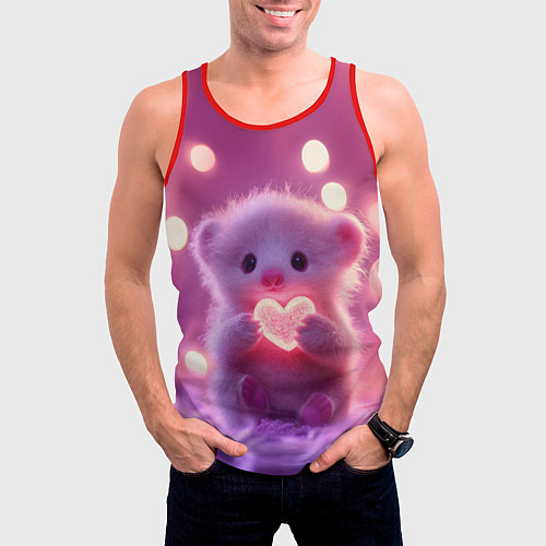 Мужская майка без рукавов Милый грызун с сердечком / 3D-Красный – фото 3