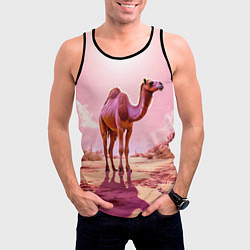 Майка-безрукавка мужская Верблюд в розовой пустыне, цвет: 3D-черный — фото 2
