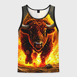 Майка-безрукавка мужская Буйвол в огне, цвет: 3D-черный
