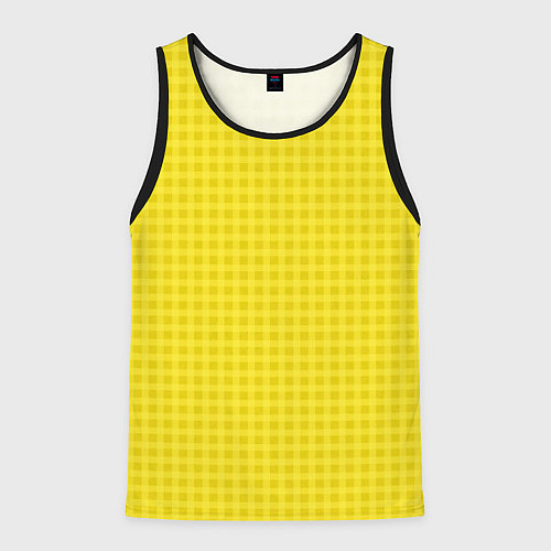 Мужская майка без рукавов Сочный жёлтый паттерн клетка / 3D-Черный – фото 1