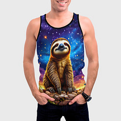 Майка-безрукавка мужская Ленивец и звездное небо, цвет: 3D-черный — фото 2