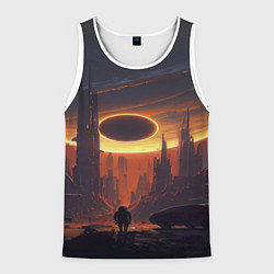 Майка-безрукавка мужская Космос - человек, цвет: 3D-белый
