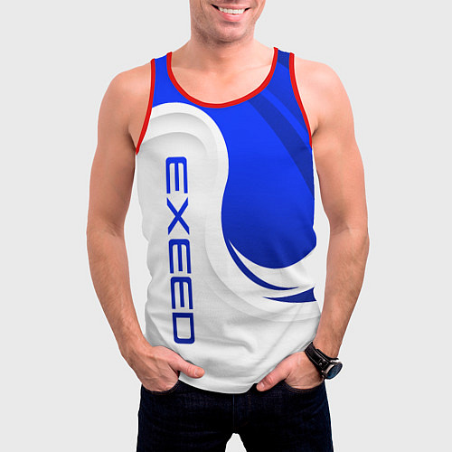Мужская майка без рукавов Exeed - синий и белый / 3D-Красный – фото 3