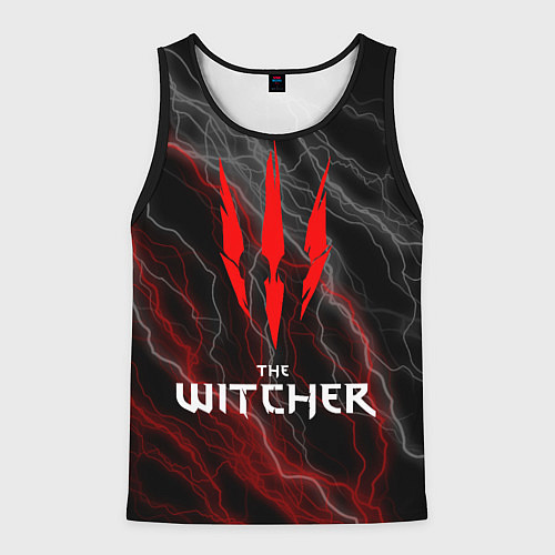 Мужская майка без рукавов The witcher - геральт- молнии / 3D-Черный – фото 1