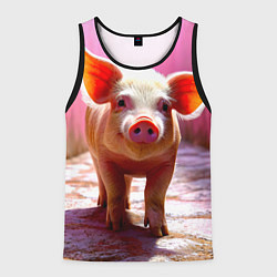 Майка-безрукавка мужская Поросенок в розовом, цвет: 3D-черный